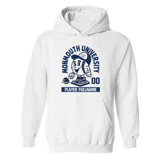 Monmouth - NCAA Baseball : Austin Denlinger - White Fashion Hooded Sweatshirt