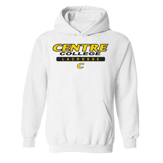 Centre College - NCAA Men's Lacrosse : Griffin Weiss - White Classic Shersey Hooded Sweatshirt