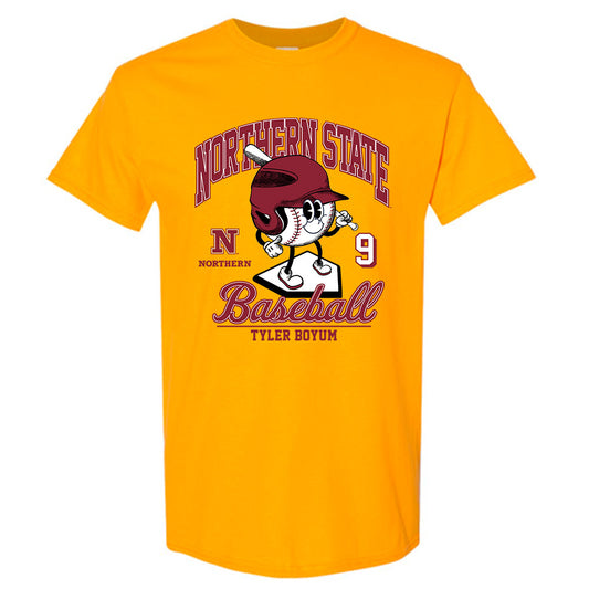 NSU - NCAA Baseball : Tyler Boyum - Gold Fashion Short Sleeve T-Shirt