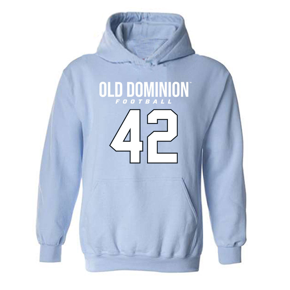 Old Dominion - NCAA Football : Jason Henderson - Light Blue Replica Hooded Sweatshirt