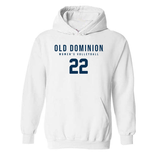 Old Dominion - NCAA Women's Volleyball : Myah Conway - White Replica Shersey Hooded Sweatshirt