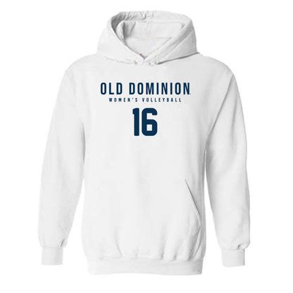 Old Dominion - NCAA Women's Volleyball : Alice Munari - White Replica Shersey Hooded Sweatshirt