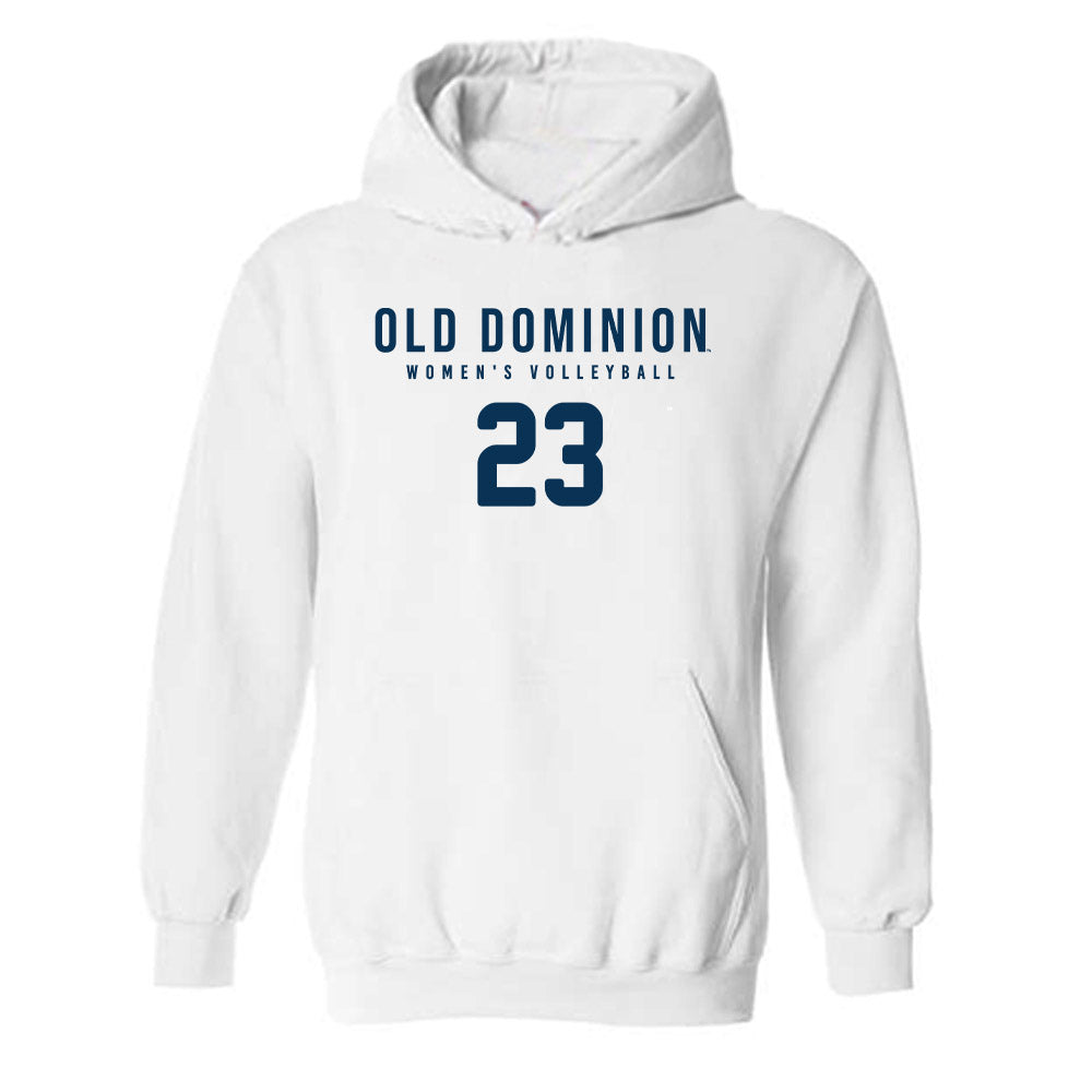 Old Dominion - NCAA Women's Volleyball : Kate Kilpatrick - White Replica Shersey Hooded Sweatshirt