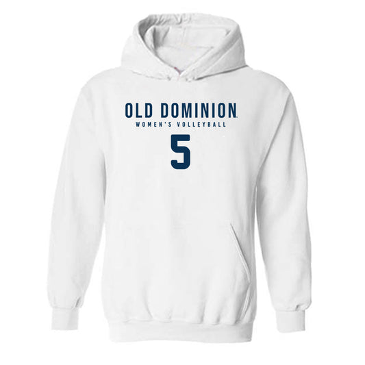 Old Dominion - NCAA Women's Volleyball : Bailey Burgess - White Replica Shersey Hooded Sweatshirt