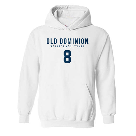 Old Dominion - NCAA Women's Volleyball : Jennifer Olansen - White Replica Shersey Hooded Sweatshirt