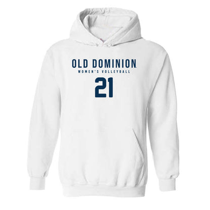 Old Dominion - NCAA Women's Volleyball : Olivia De Jesus - White Replica Shersey Hooded Sweatshirt