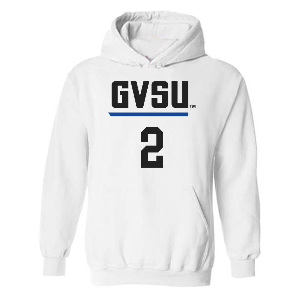 Grand Valley - NCAA Women's Basketball : Molly Anderson - White Replica Hooded Sweatshirt