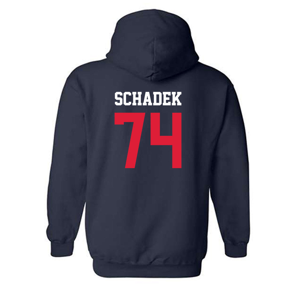 Dayton - NCAA Football : Sam Schadek - Navy Classic Shersey Hooded Sweatshirt