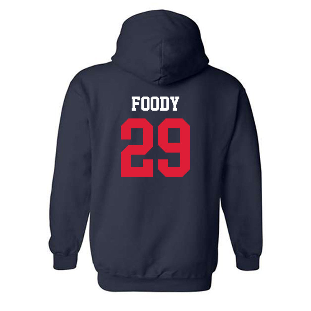 Dayton - NCAA Football : Logan Foody - Navy Classic Shersey Hooded Sweatshirt