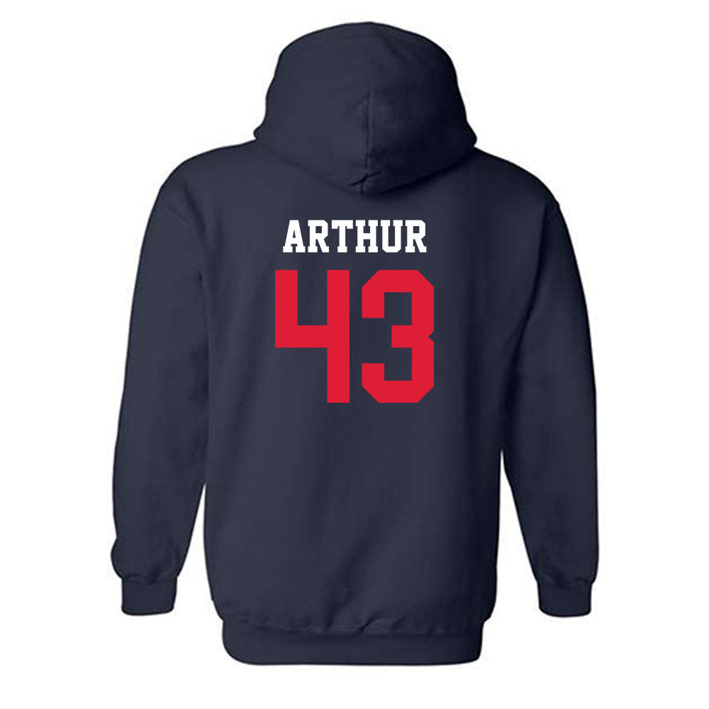 Dayton - NCAA Football : Nathaniel Arthur - Navy Classic Shersey Hooded Sweatshirt