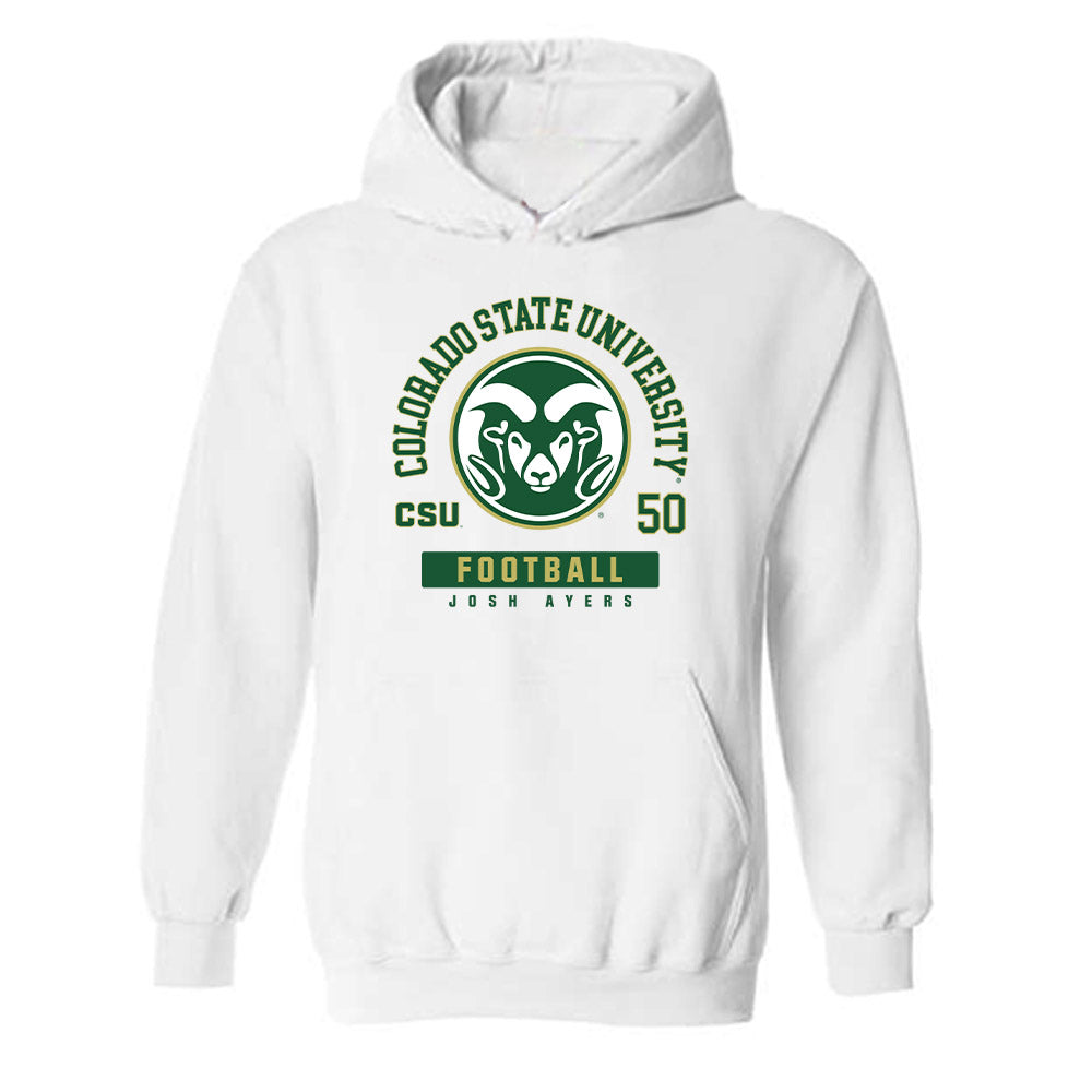 Colorado State - NCAA Football : Josh Ayers - White Classic Fashion Shersey Hooded Sweatshirt