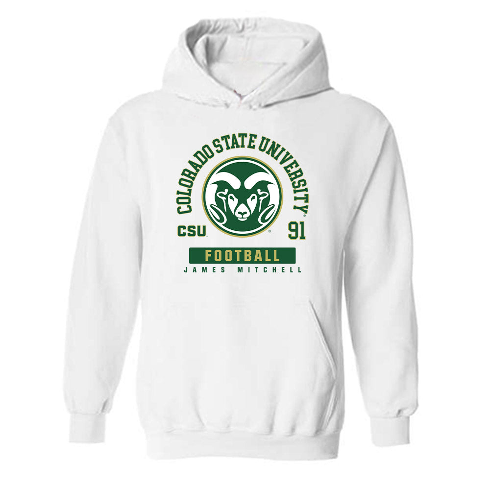 Colorado State - NCAA Football : James Mitchell - White Classic Fashion Shersey Hooded Sweatshirt