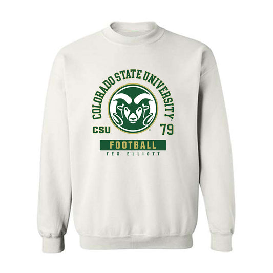 Colorado State - NCAA Football : Tex Elliott - White Classic Fashion Shersey Sweatshirt