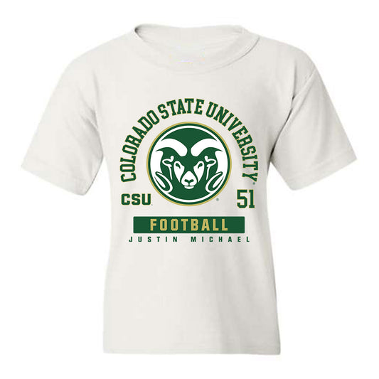 Colorado State - NCAA Football : Justin Michael - White Classic Fashion Shersey Youth T-Shirt