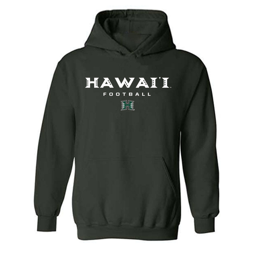 Hawaii - NCAA Football : Ethan Spencer - Forest Green Classic Shersey Hooded Sweatshirt