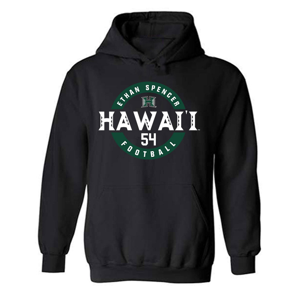 Hawaii - NCAA Football : Ethan Spencer - Black Classic Fashion Shersey Hooded Sweatshirt
