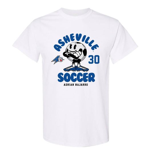 UNC Asheville - NCAA Men's Soccer : Adrian Najarro - White Fashion Short Sleeve T-Shirt