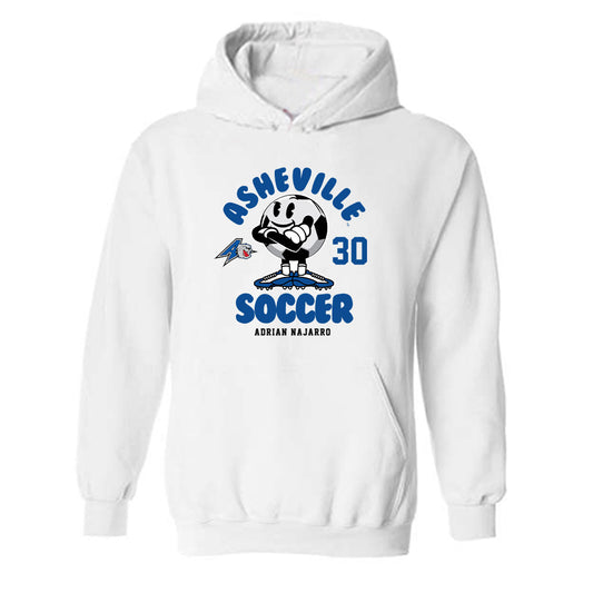 UNC Asheville - NCAA Men's Soccer : Adrian Najarro - White Fashion Hooded Sweatshirt