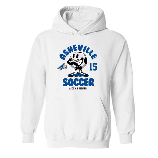 UNC Asheville - NCAA Men's Soccer : Aiden Gummer - White Fashion Hooded Sweatshirt