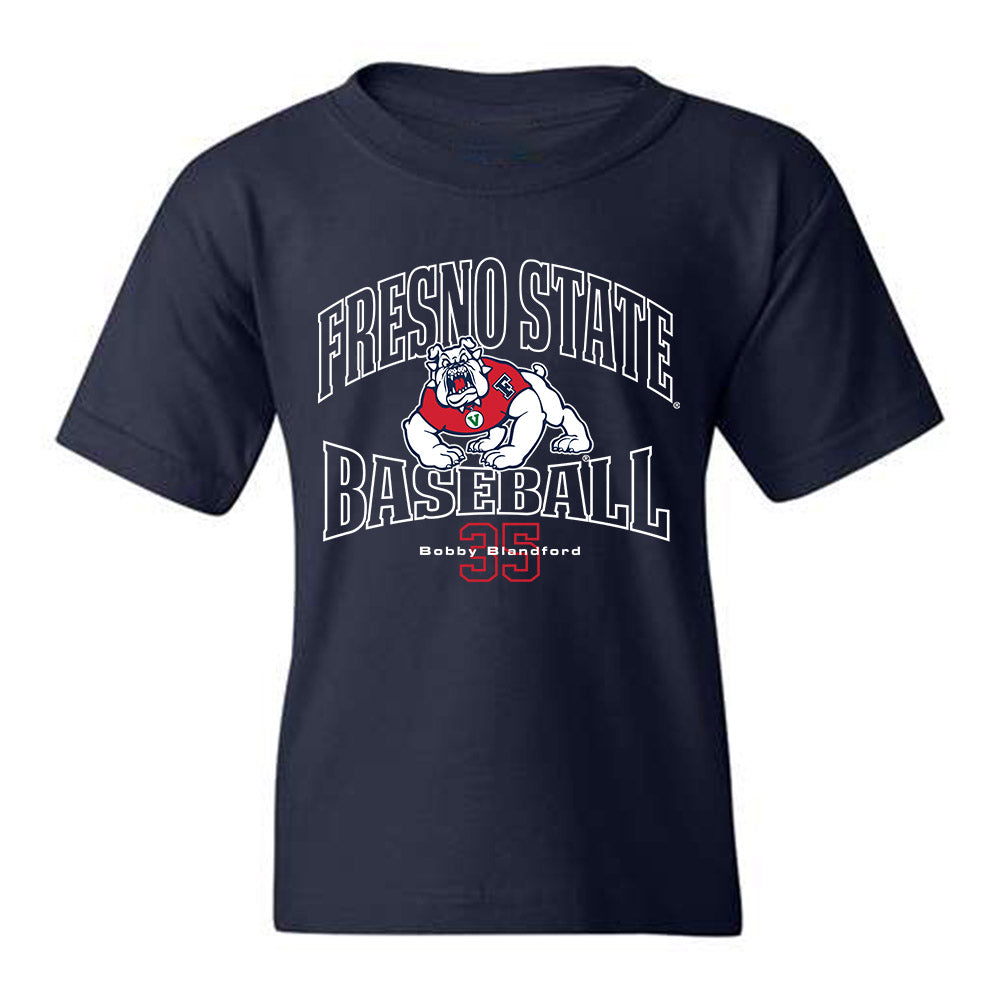 Fresno State - NCAA Baseball : Bobby Blandford - Navy Classic Fashion Shersey Youth T-Shirt