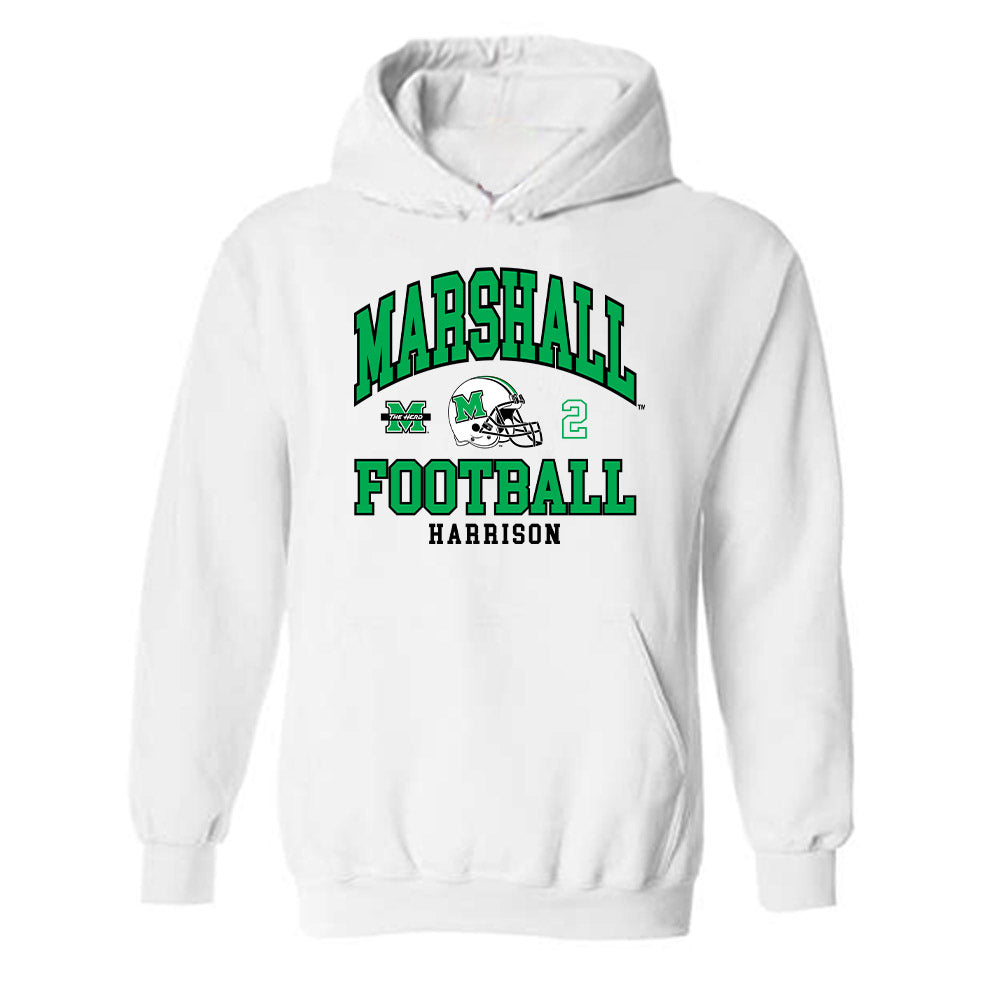 Marshall - NCAA Football : Jayden Harrison - White Classic Fashion Shersey Hooded Sweatshirt