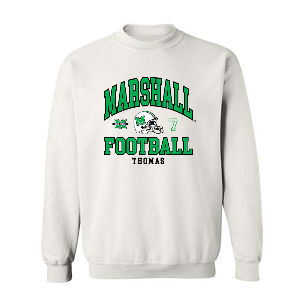 Marshall - NCAA Football : Chris Thomas - White Classic Fashion Shersey Sweatshirt