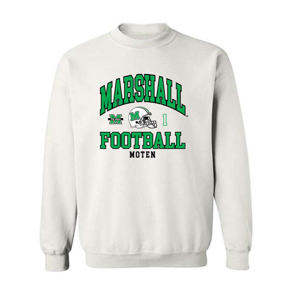 Marshall - NCAA Football : Joshuah Moten - White Classic Fashion Shersey Sweatshirt