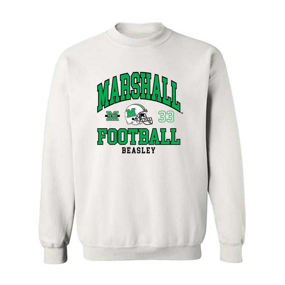 Marshall - NCAA Football : Jayoon Beasley - White Classic Fashion Shersey Sweatshirt