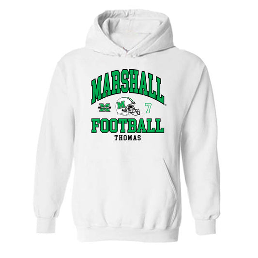 Marshall - NCAA Football : Chris Thomas - White Classic Fashion Shersey Hooded Sweatshirt