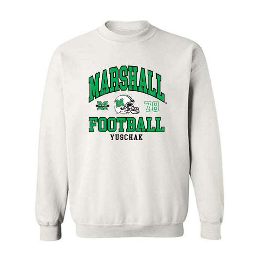 Marshall - NCAA Football : Matthew Yuschak - White Classic Fashion Shersey Sweatshirt