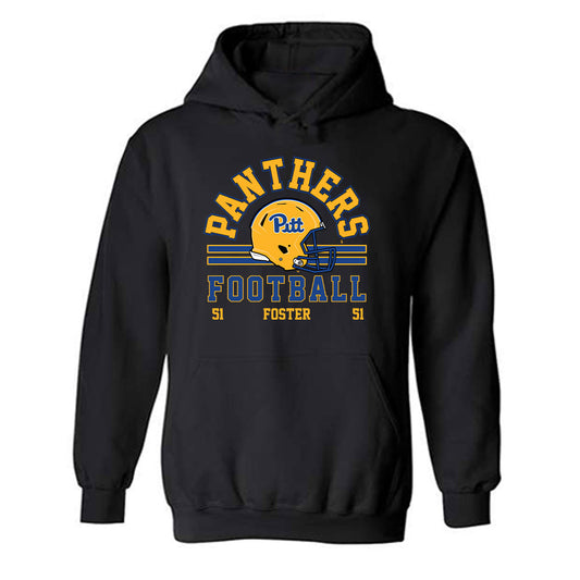 Pittsburgh - NCAA Football : Drew Foster - Black Classic Fashion Shersey Hooded Sweatshirt