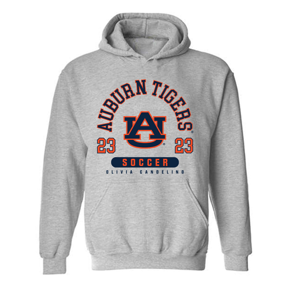 Auburn - NCAA Women's Soccer : Olivia Candelino - Grey Classic Fashion Shersey Hooded Sweatshirt