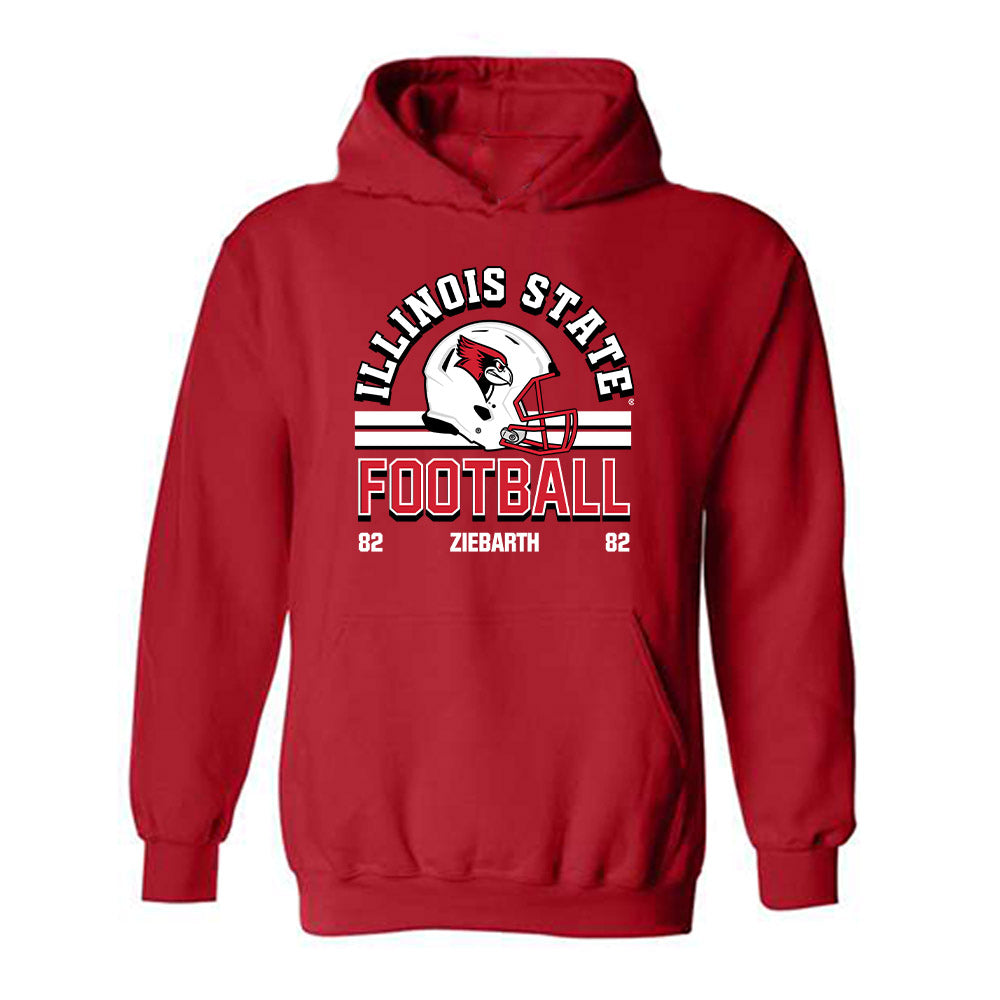 Illinois State - NCAA Football : Max Ziebarth - Red Classic Fashion Shersey Hooded Sweatshirt