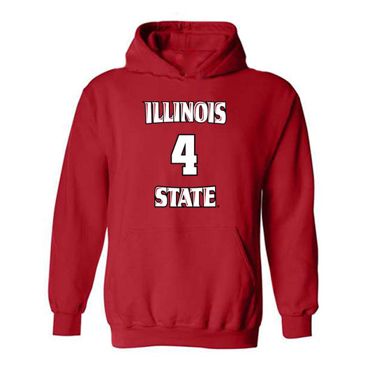 Illinois State - NCAA Men's Basketball : Myles Foster - Red Replica Shersey Hooded Sweatshirt
