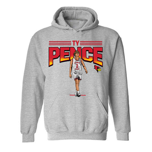 Illinois State - NCAA Men's Basketball : Ty Pence - Caricature Hooded Sweatshirt