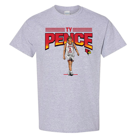 Illinois State - NCAA Men's Basketball : Ty Pence - Caricature Short Sleeve T-Shirt