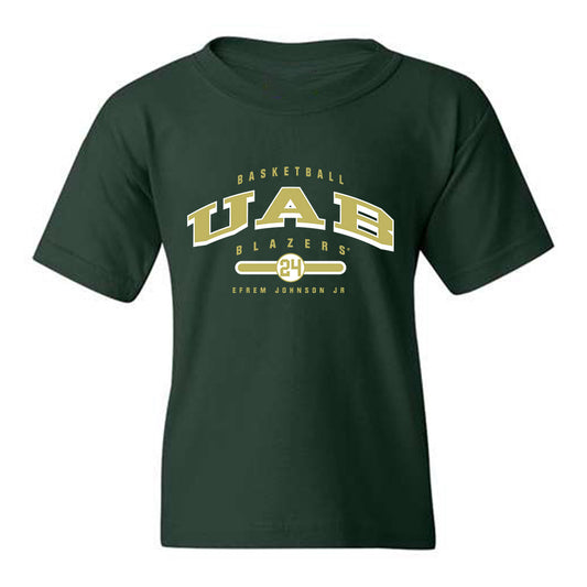 UAB - NCAA Men's Basketball : Efrem Johnson Jr - Forest Green Classic Fashion Youth T-Shirt