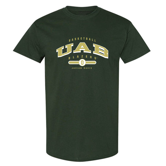 UAB - NCAA Men's Basketball : Javian Davis - Forest Green Classic Fashion Short Sleeve T-Shirt