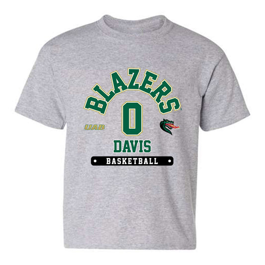 UAB - NCAA Men's Basketball : Javian Davis - Grey Classic Fashion Youth T-Shirt