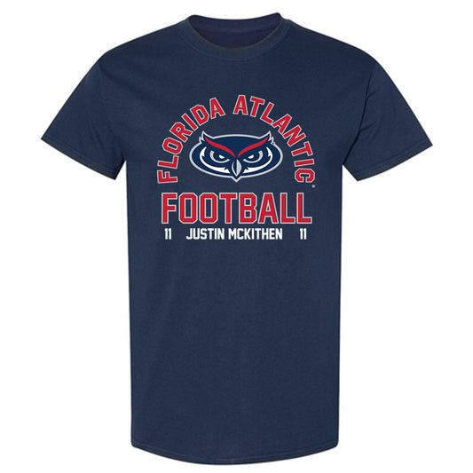 FAU - NCAA Football : Justin Mckithen - Navy Classic Fashion Short Sleeve T-Shirt