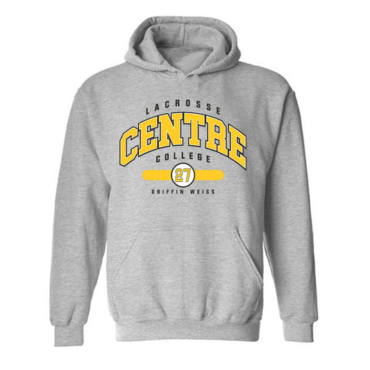 Centre College - NCAA Men's Lacrosse : Griffin Weiss - Grey Classic Fashion Shersey Hooded Sweatshirt