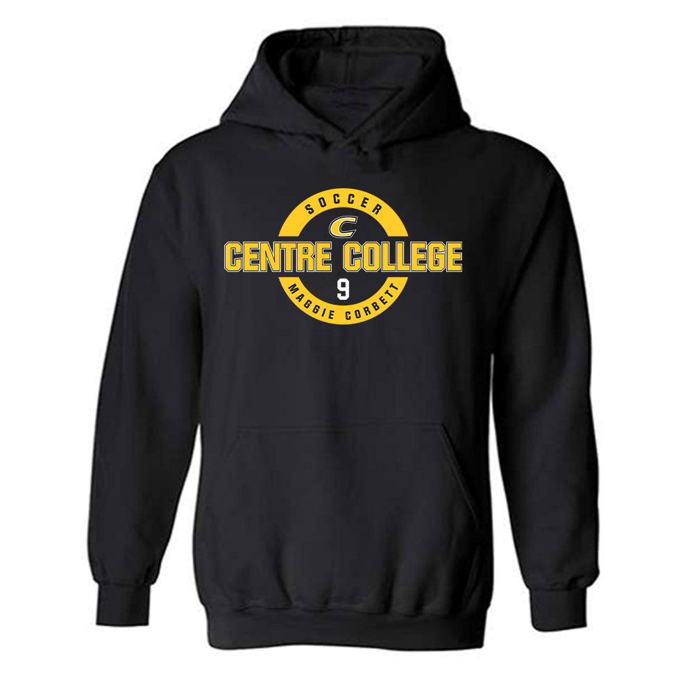 Centre College - NCAA Women's Soccer : Maggie Corbett - Black Classic Fashion Hooded Sweatshirt