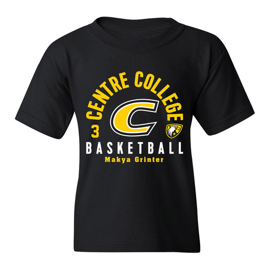 Centre College - NCAA Basketball : Makya Grinter - Black Classic Fashion Youth T-Shirt
