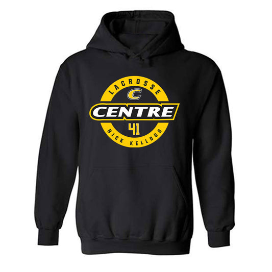 Centre College - NCAA Lacrosse : Nick Kellogg - Black Classic Fashion Shersey Hooded Sweatshirt