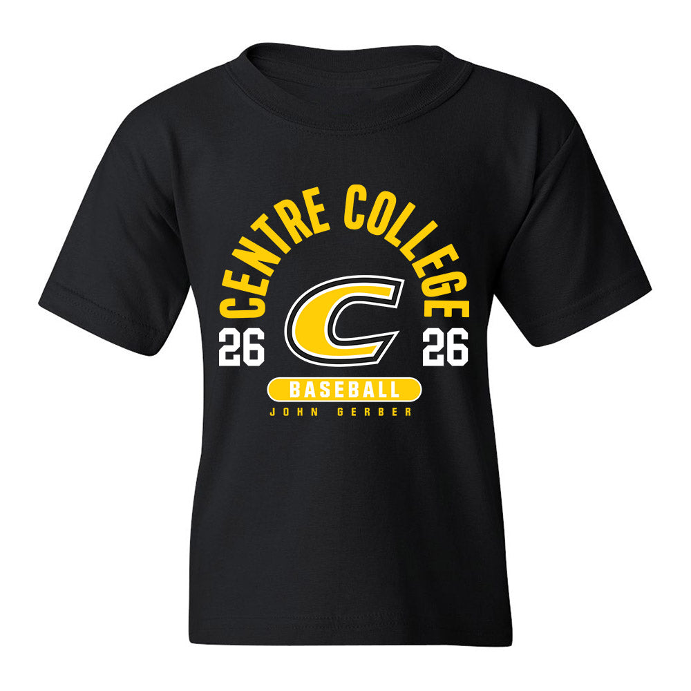 Centre College - NCAA Baseball : John Gerber - Black Classic Fashion Youth T-Shirt