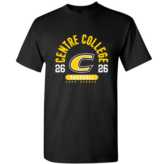 Centre College - NCAA Baseball : John Gerber - Black Classic Fashion Short Sleeve T-Shirt