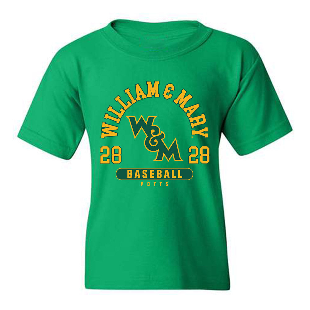 William & Mary - NCAA Baseball : Zachary Potts - Green Classic Fashion Youth T-Shirt