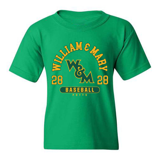 William & Mary - NCAA Baseball : Zachary Potts - Green Classic Fashion Youth T-Shirt