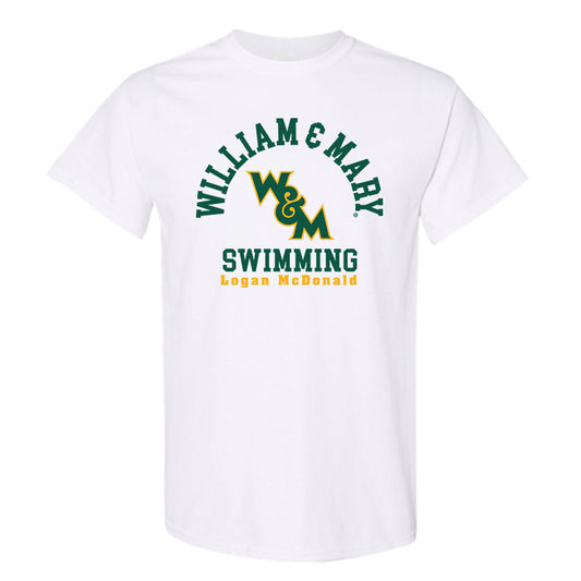 William & Mary - NCAA Men's Swimming & Diving : Logan McDonald - White Classic Fashion Short Sleeve T-Shirt