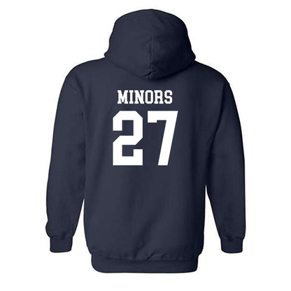 SMU - NCAA Football : Zane Minors - Navy Classic Shersey Hooded Sweatshirt